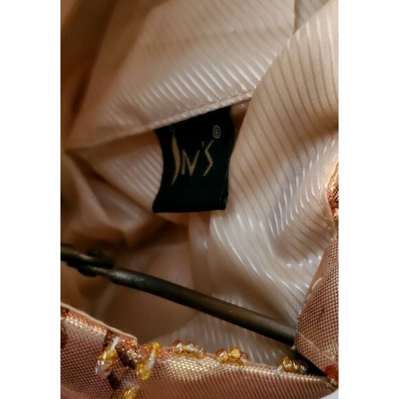 Vintage IN'S Gold Beaded Purse Small Clutch Evening bag Brass Handles Floral EUC - Picture 8 of 8